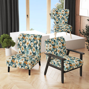 Ivory Coastal Blossoms Floral Pattern - Cottage Arm Chair